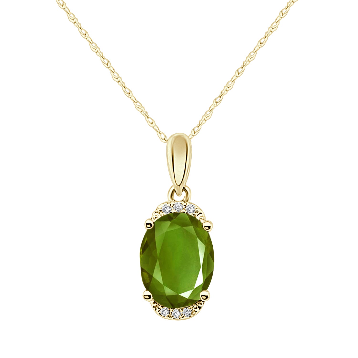 14 Karat Yellow Gold Fancy Oval Peridot Necklace - 1.62 ct