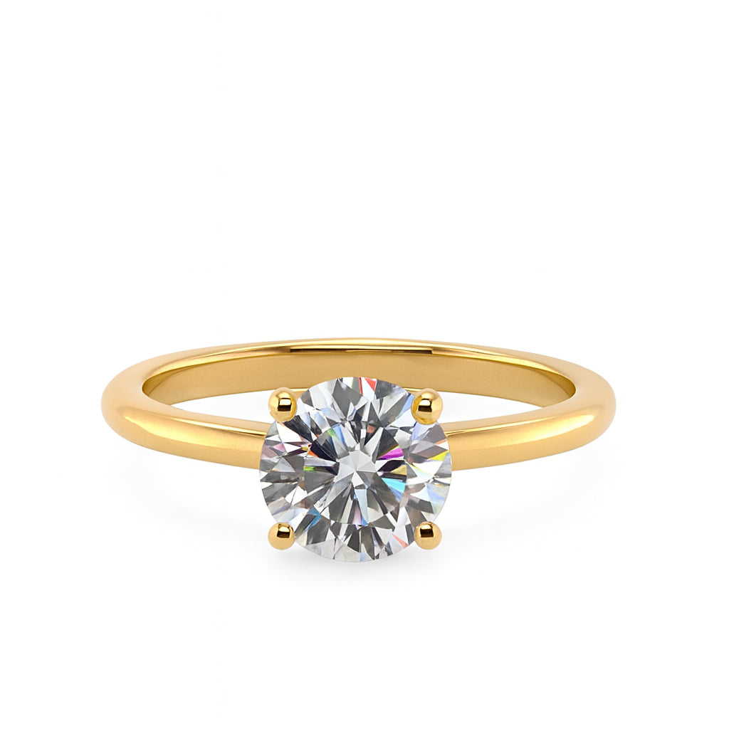 1.50 Carat Round Brilliant Cut Lab Diamond Solitaire Engagement Ring in 14K Yellow Gold