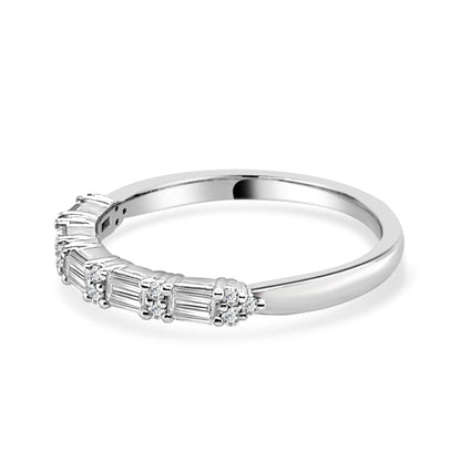Emerald Cut and Round Brilliant Diamond Wedding Band in 14 Karat White Gold with Natural Diamonds, 0.55 Carats