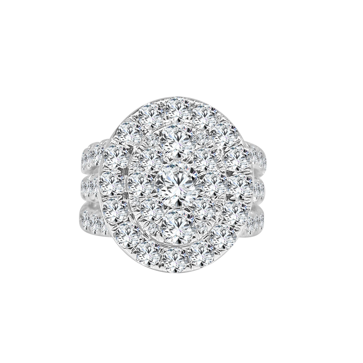 Sure, how about: Elegant Oval Cluster 18K White Gold Natural Diamond Engagement Ring (4.02 ct)