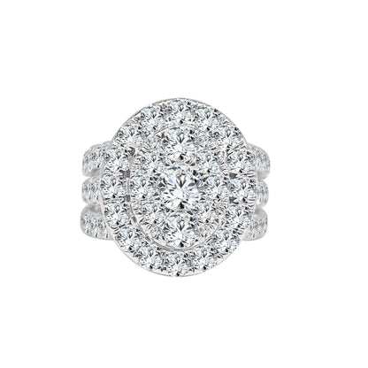 Sure, how about: Elegant Oval Cluster 18K White Gold Natural Diamond Engagement Ring (4.02 ct)