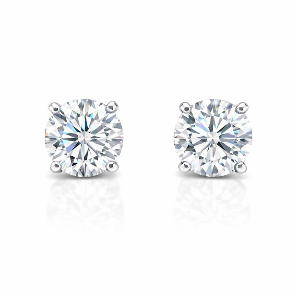 10 Karat White Gold Solitaire Studs