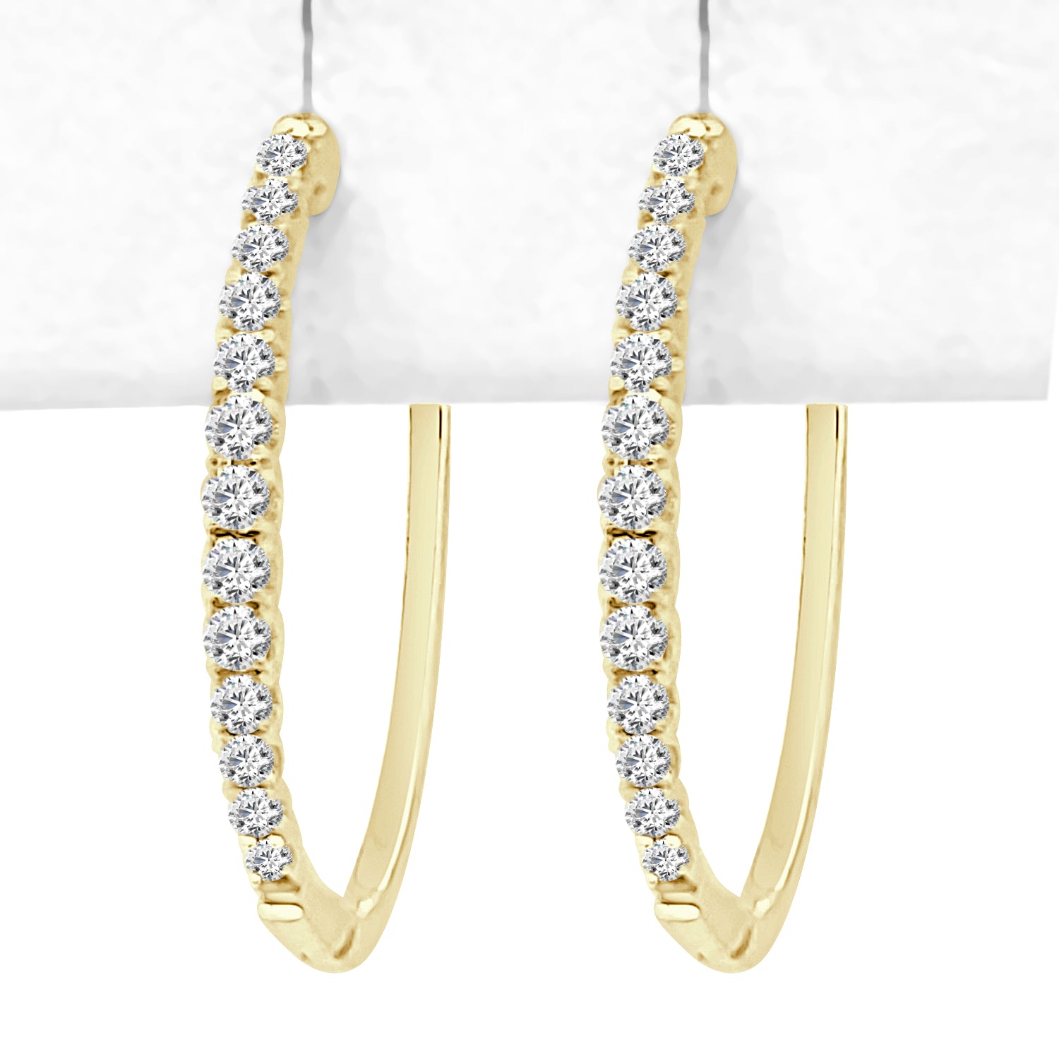 14K Yellow Gold Graduated Oval Diamond Earrings, 0.50 ct - Natural Diamond Shine