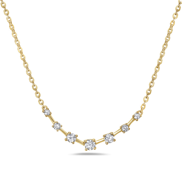 14K Yellow Gold Round Diamond Stacking Necklace - 0.29 Carat Natural Diamond