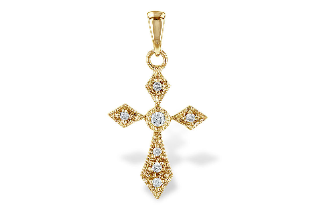14K Yellow Gold Natural Diamond Pendant Necklace - 0.06 ct