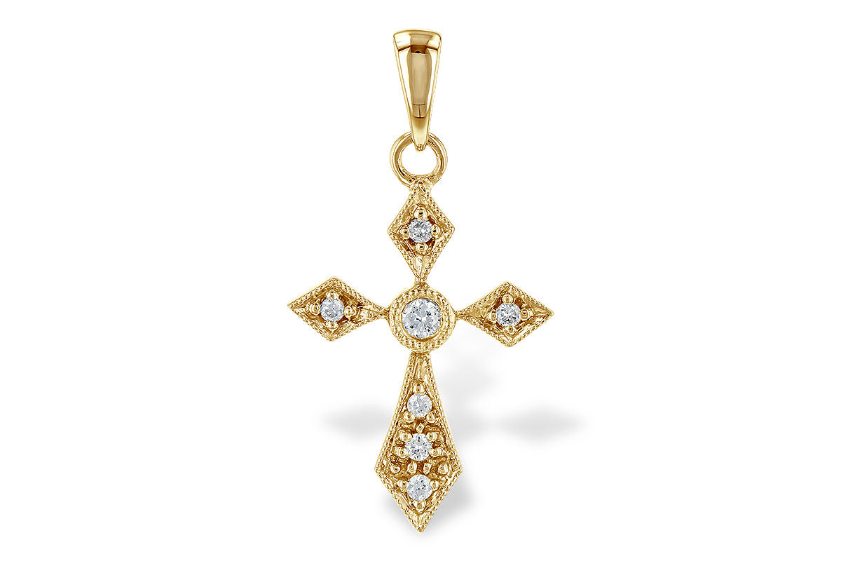 14K Yellow Gold Natural Diamond Pendant Necklace - 0.06 ct
