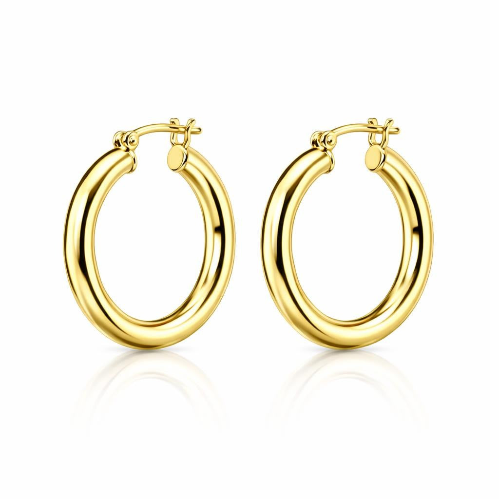 Polished Hoops in 14 Karat Yellow Gold