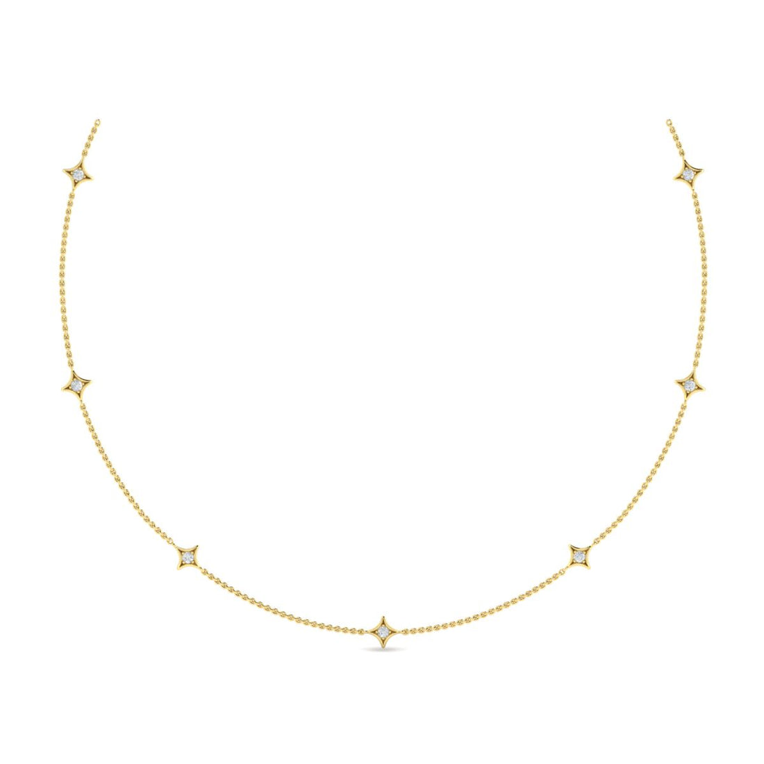 Starry Night Charm Necklace in 14 Karat Yellow Gold with 0.37 Carat Natural Diamond