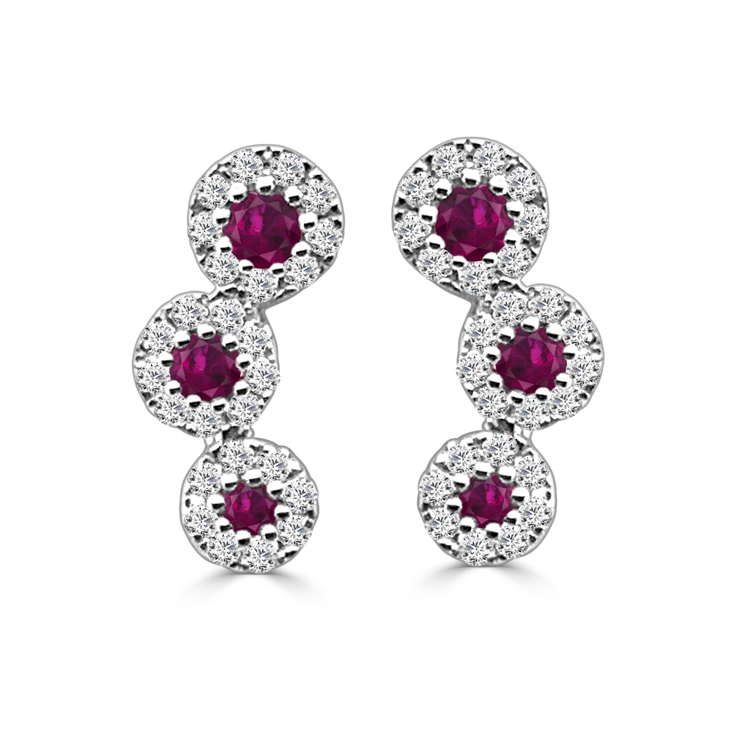 14 Karat White Gold Ruby Earrings - 0.35 Carats