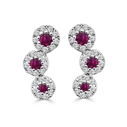 14 Karat White Gold Ruby Earrings - 0.35 Carats