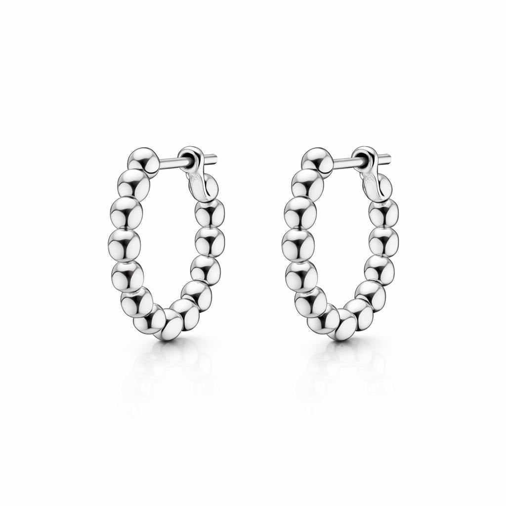 14 Karat White Gold Bead Earrings