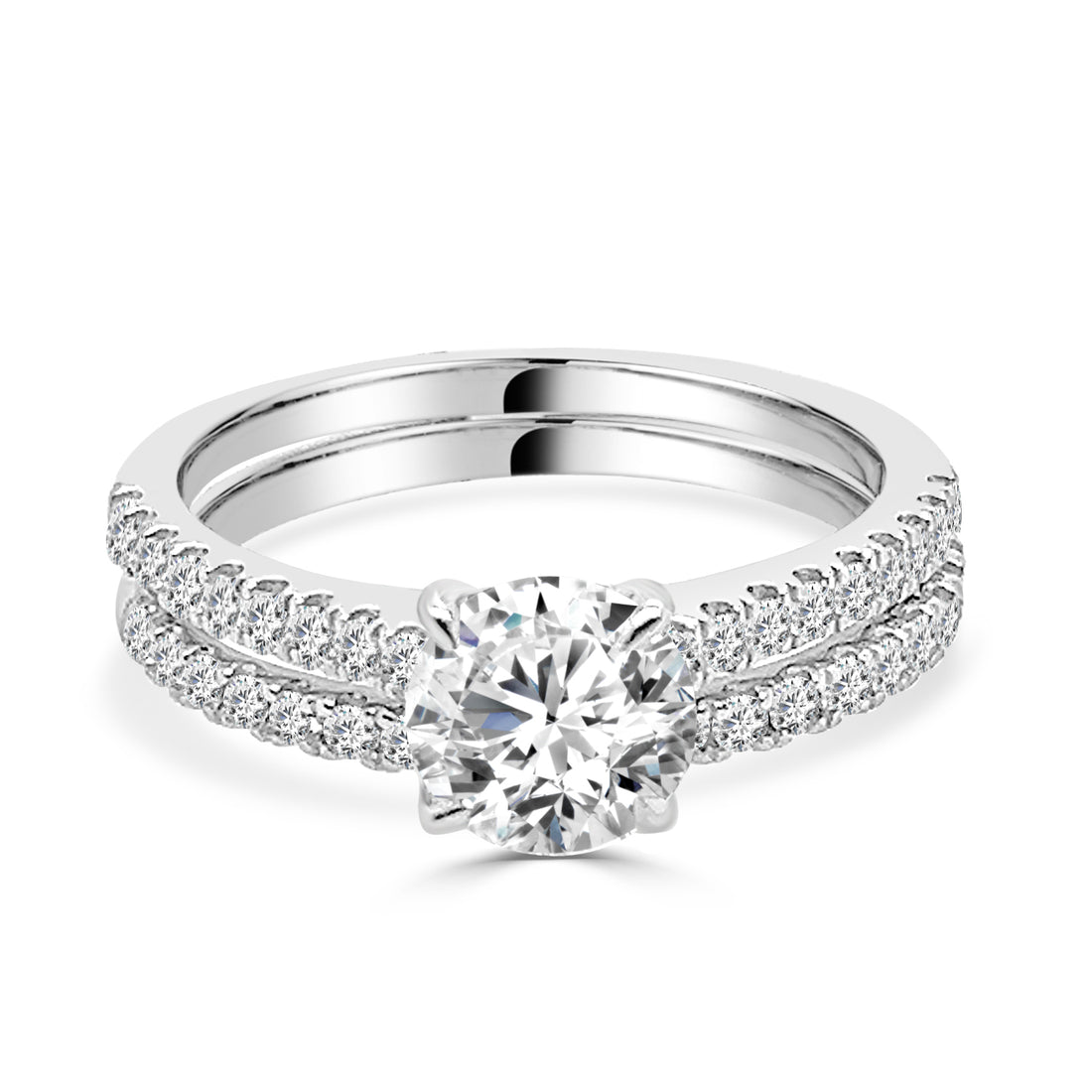 14 Karat White Gold Wedding Set