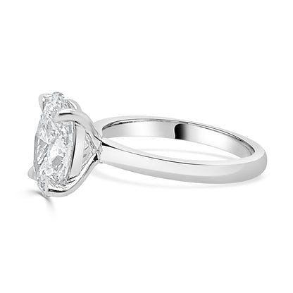 14K White Gold Oval Lab Diamond Engagement Ring - 3.00 Carats