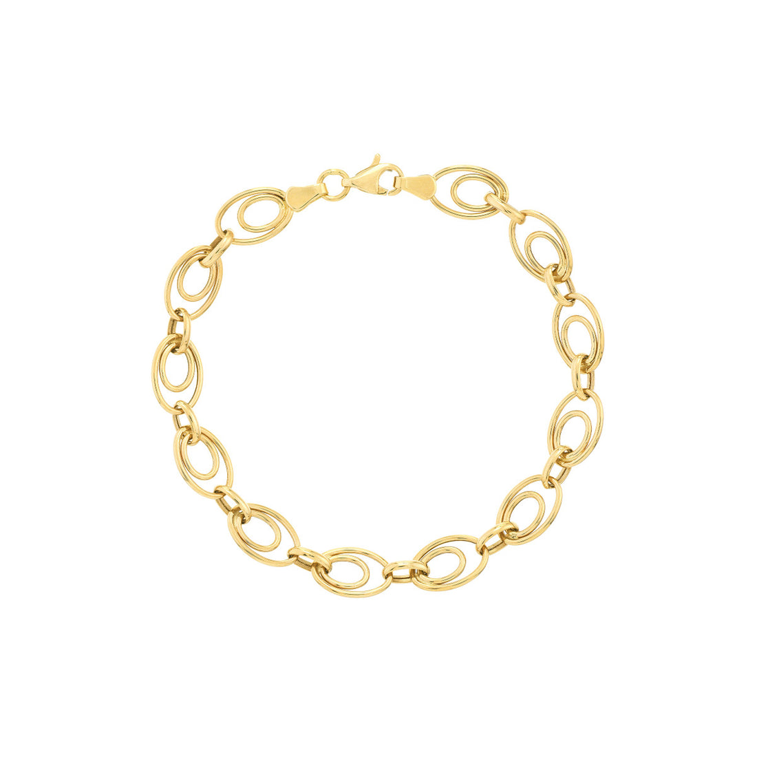 14 Karat Yellow Gold Double Oval Link Bracelet