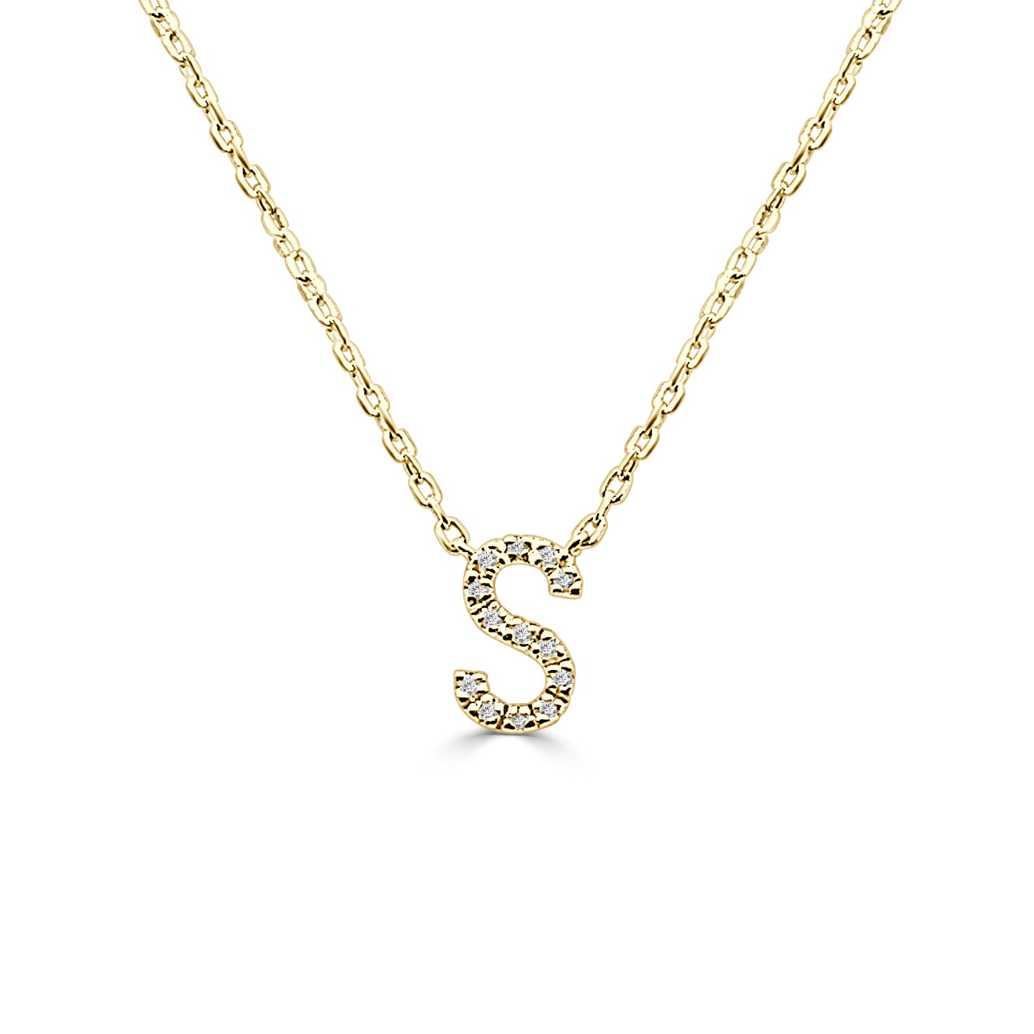 Dazzling Diamond Initial S Necklace in Gold Plated Sterling Silver with 0.04ct Natural Diamond