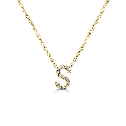 Dazzling Diamond Initial S Necklace in Gold Plated Sterling Silver with 0.04ct Natural Diamond