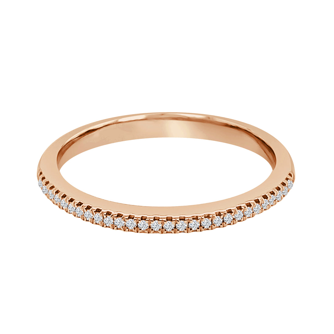 Rose Gold Diamond Wedding Band in 18 Karat Gold - 0.07 ct