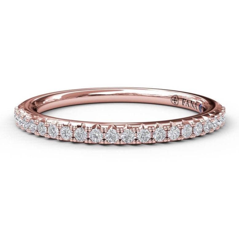 Modern Pave 0.20ct Natural Diamond Wedding Band in 14K Rose Gold