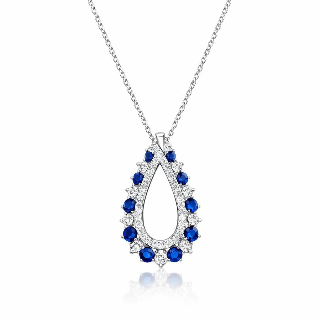 14 Karat White Gold Teardrop Necklace