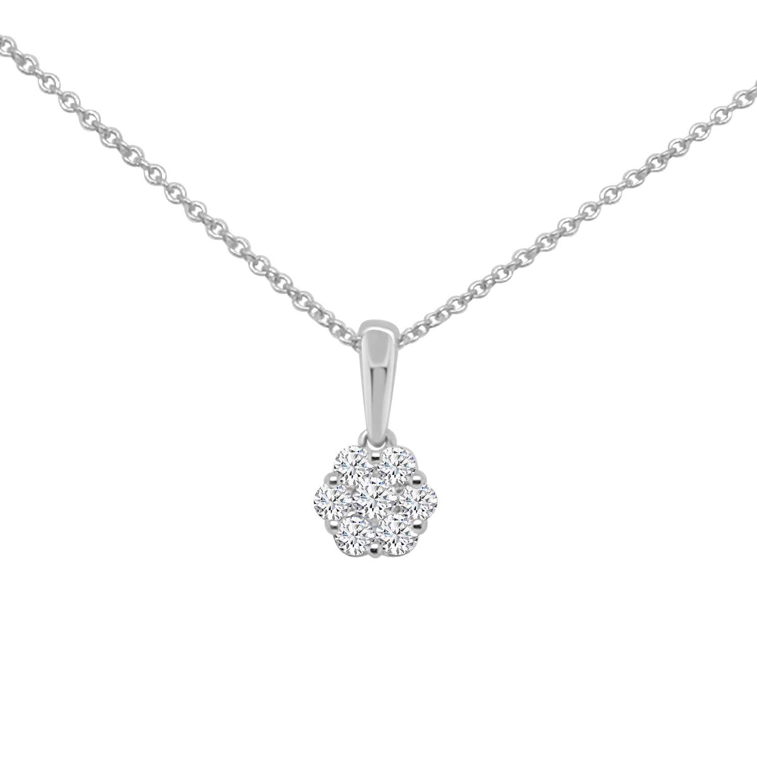 Sure! How about 10 Karat White Gold Natural Diamond Cluster Necklace - 0.20 Carats?
