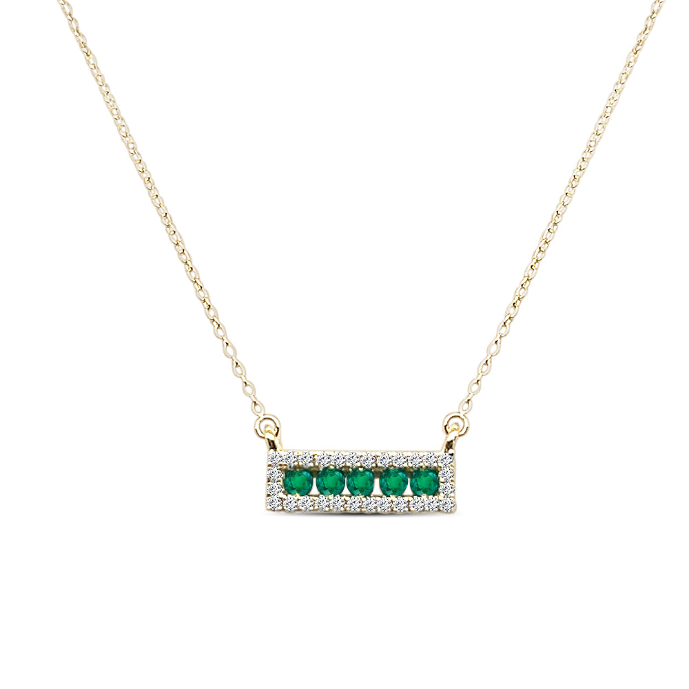 Elegant 14 Karat Yellow Gold Emerald Necklace