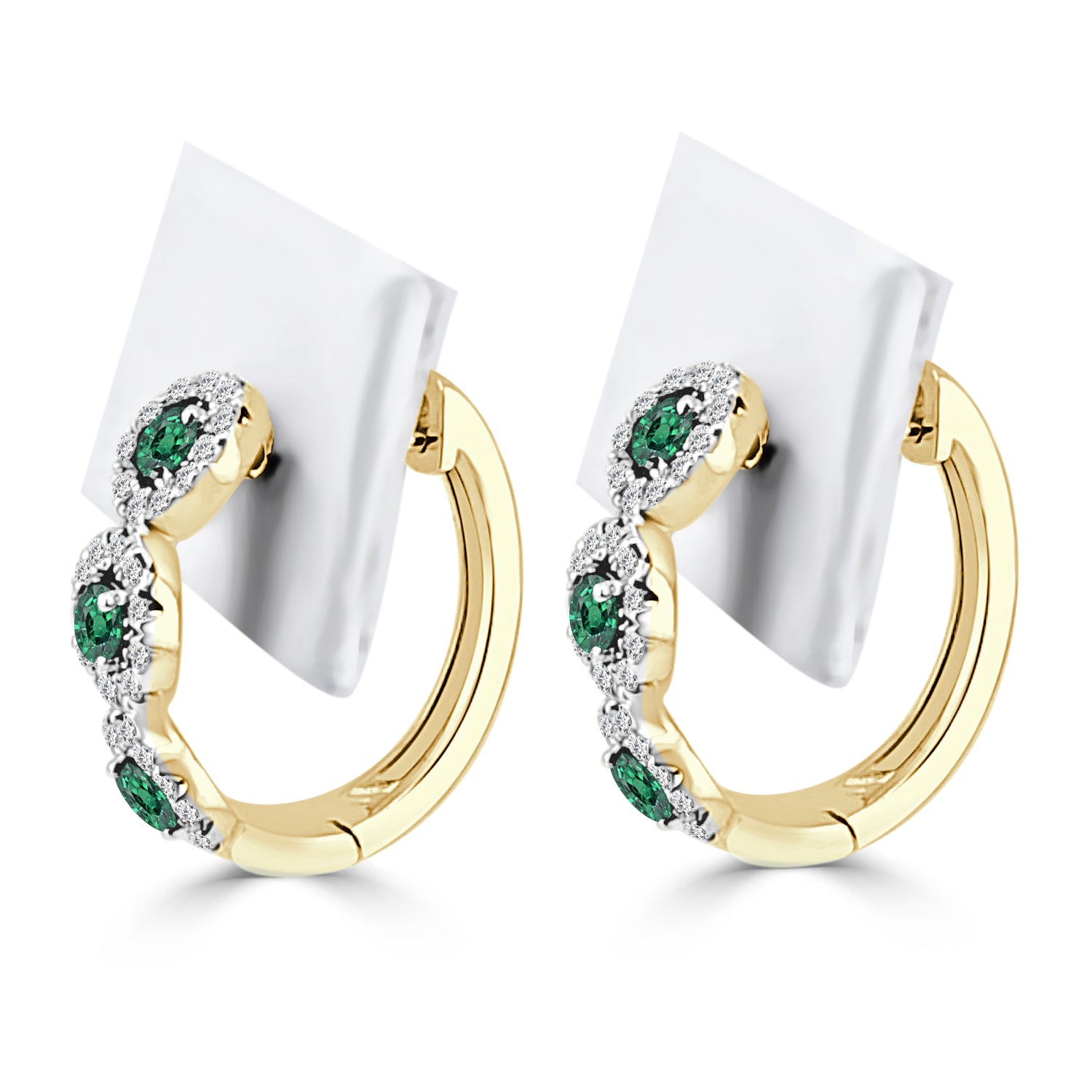 14 Karat Yellow Gold Emerald Earrings - 0.49 Carat