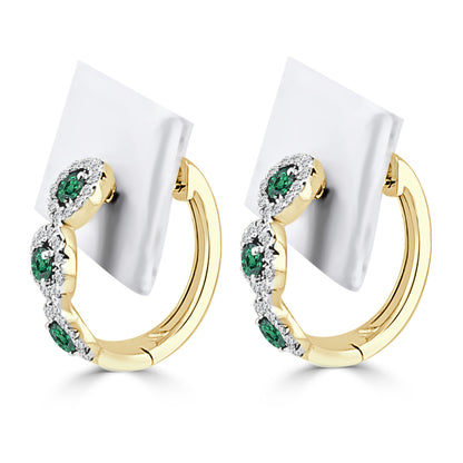 14 Karat Yellow Gold Emerald Earrings - 0.49 Carat