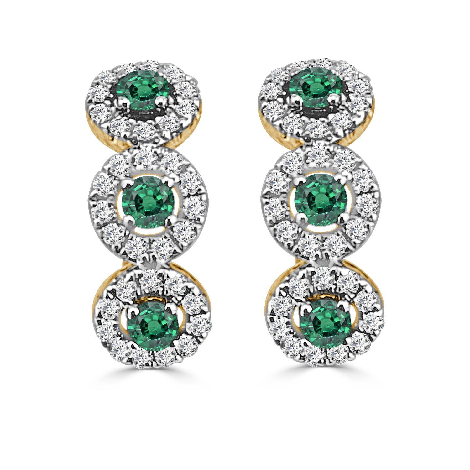 14 Karat Yellow Gold Emerald Earrings - 0.49 Carat