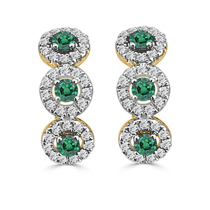 14 Karat Yellow Gold Emerald Earrings - 0.49 Carat