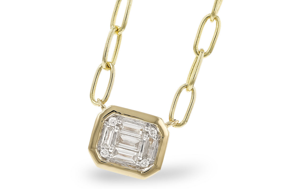Baguette Diamond Mosaic Necklace in 14 Karat Yellow Gold - 0.12 CT
