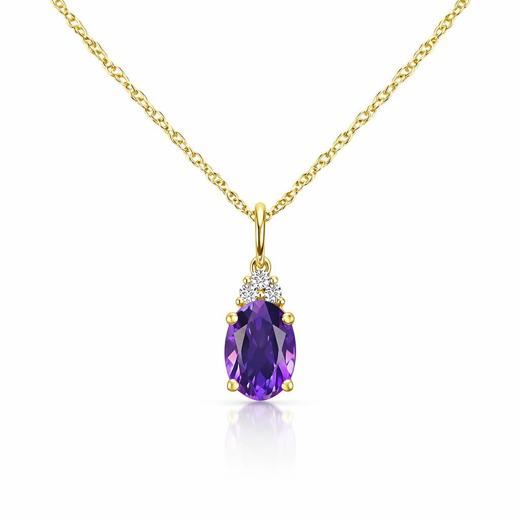 10 Karat Yellow Gold Necklace with Amethyst Pendant