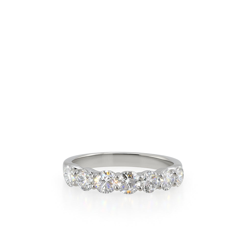 14 Karat White Gold Wedding Band with 9 Stones