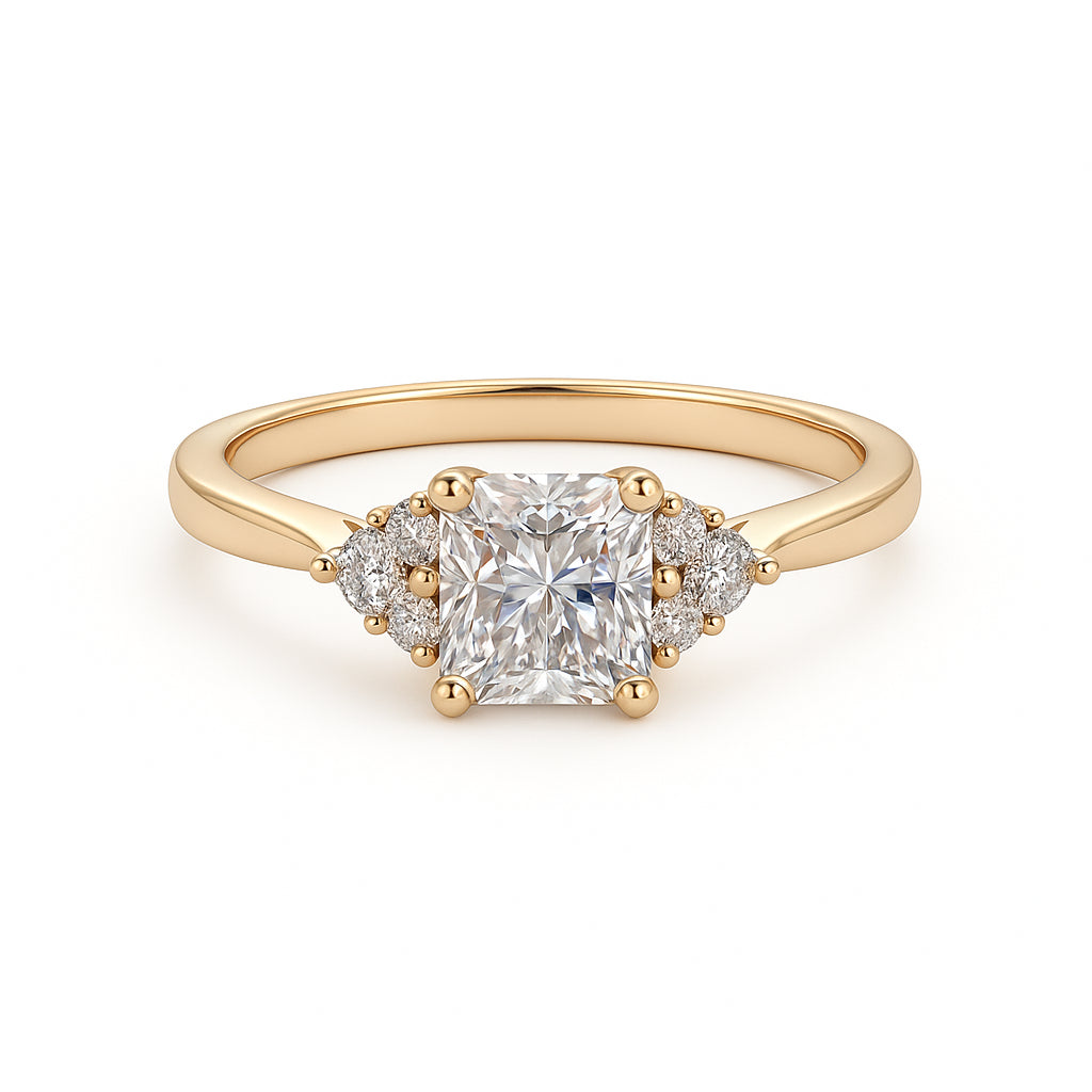 Radiant Cut Lab Diamond Engagement Ring in 14K Yellow Gold - 1.00 Carat