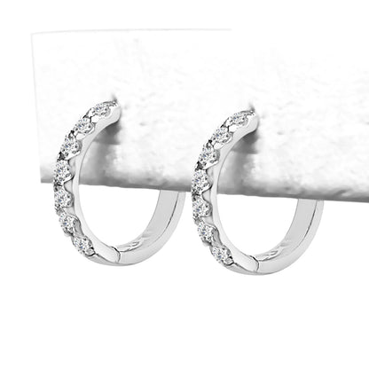 14K White Gold Natural Diamond Round Shape Diamond Hoop Earrings (0.61 ct)