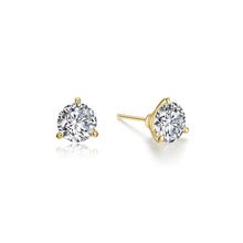 Modern Elegance: Solitaire Studs 1 Ctw 3 Prong Martini Earrings in Gold Plated Sterling Silver by Lassaire