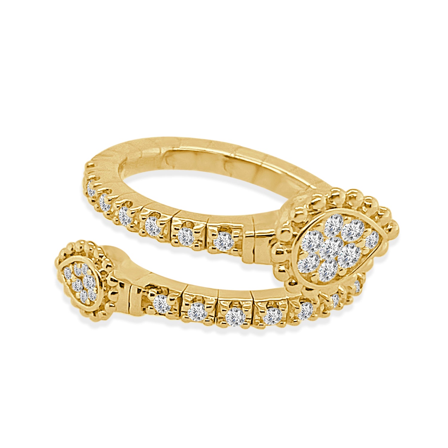 Pear Shape Natural Diamond 18 Karat Yellow Gold Open Flex Ring - 0.31 Ct
