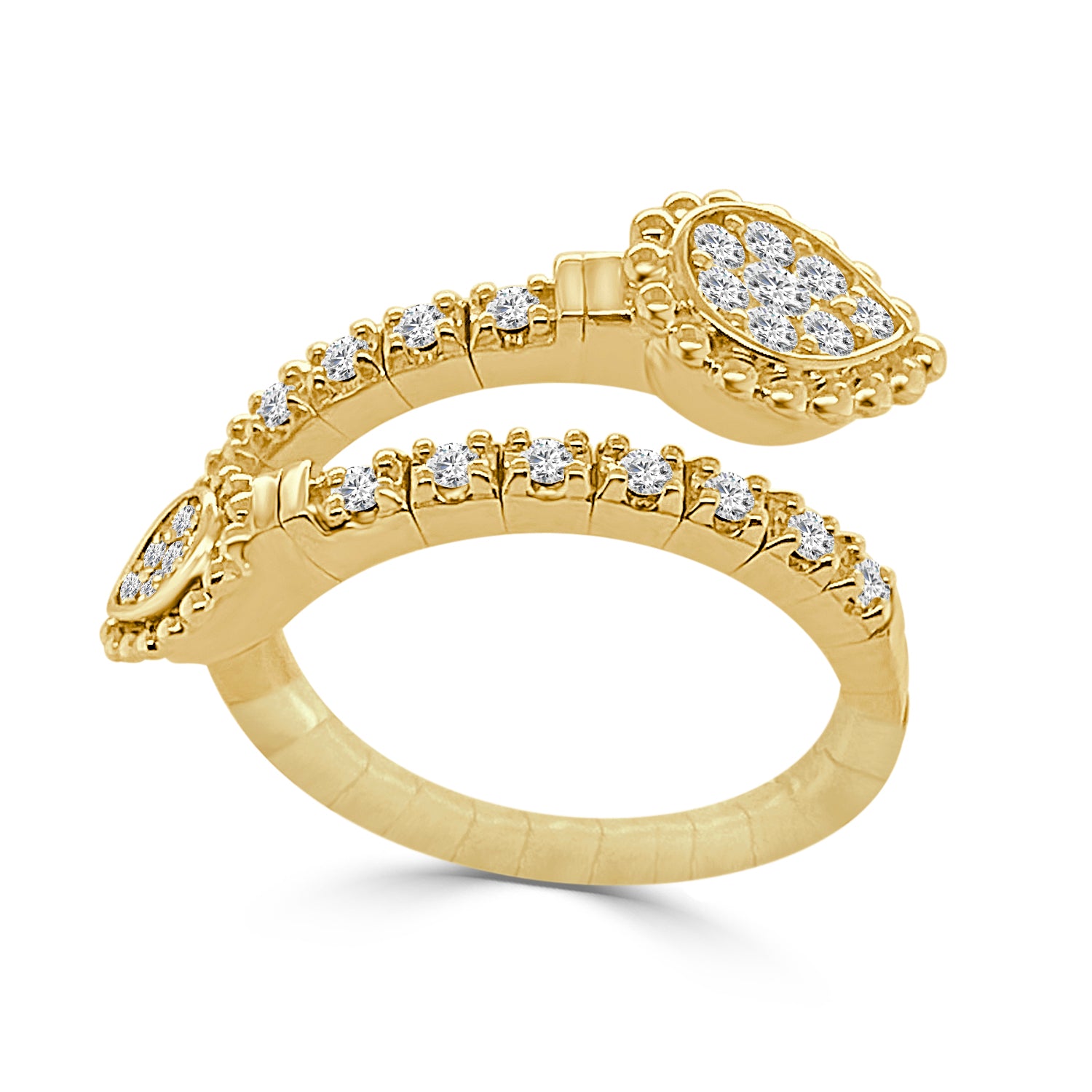 Pear Shape Natural Diamond 18 Karat Yellow Gold Open Flex Ring - 0.31 Ct