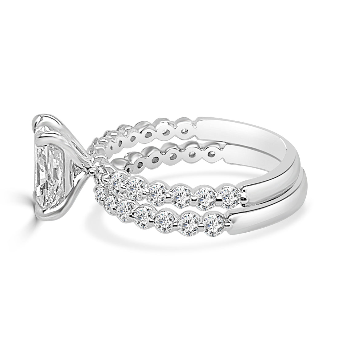 14K White Gold Radiant Shape 1.5 Lab Diamond Engagement Ring