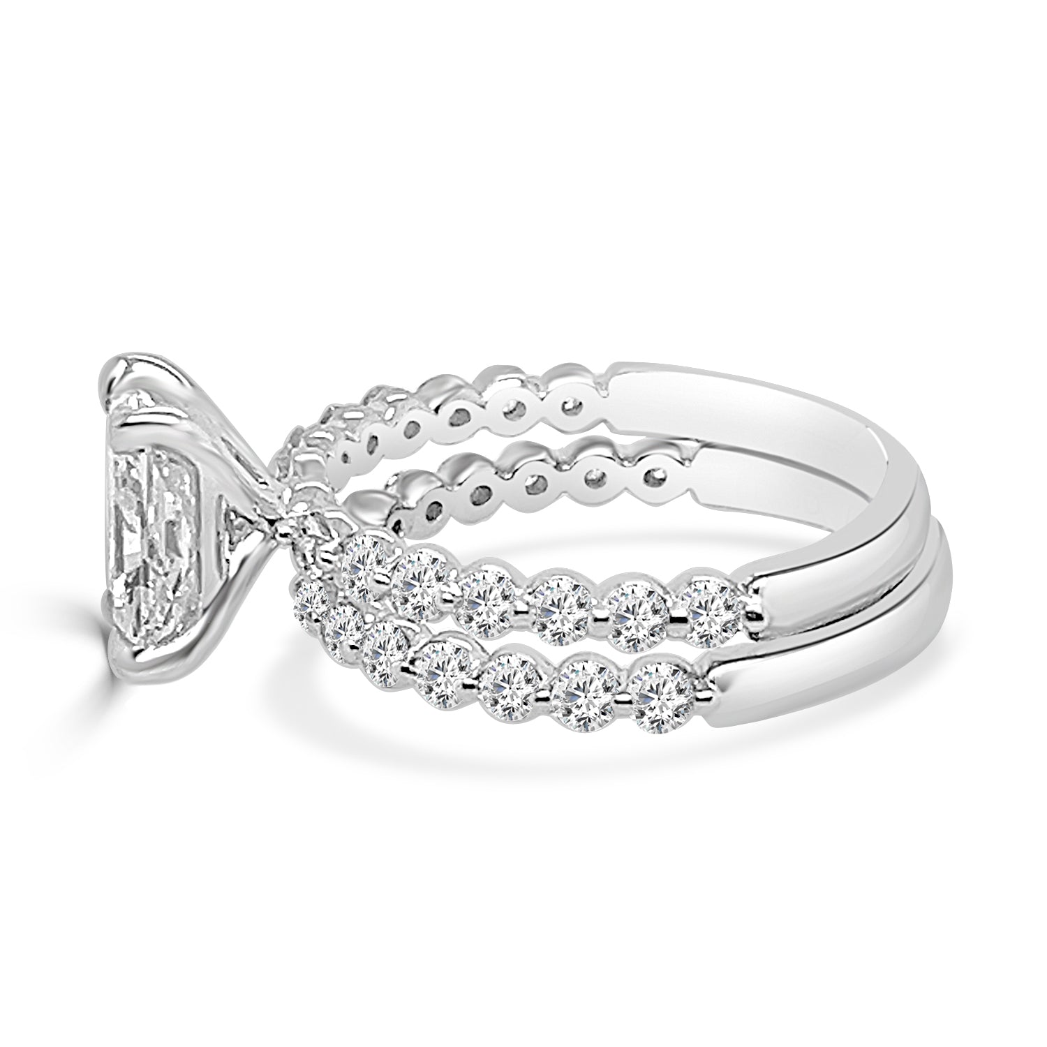 Radiant 14K White Gold Engagement Ring with 1.5 Lab Diamond
