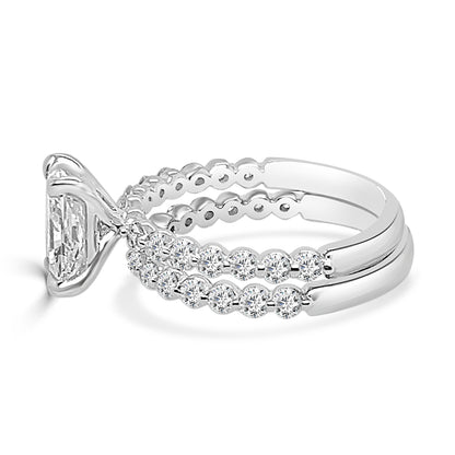 Radiant 14K White Gold Engagement Ring with 1.5 Lab Diamond