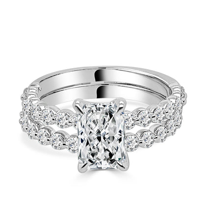 Radiant 14K White Gold Engagement Ring with 1.5 Lab Diamond