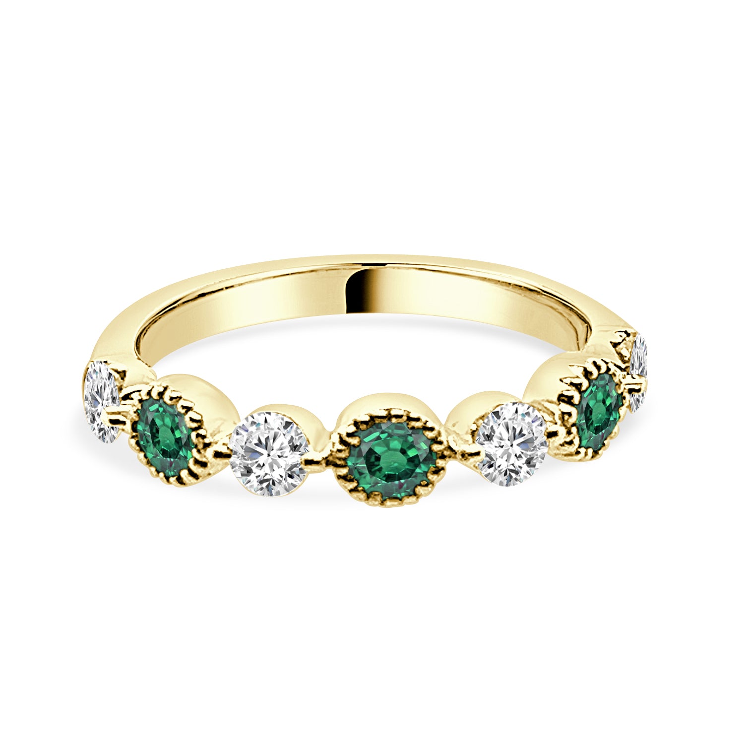 14K Yellow Gold Emerald Ring with 0.441 Carat