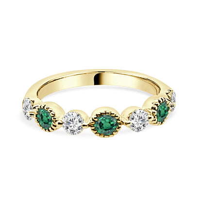 14K Yellow Gold Emerald Ring with 0.441 Carat