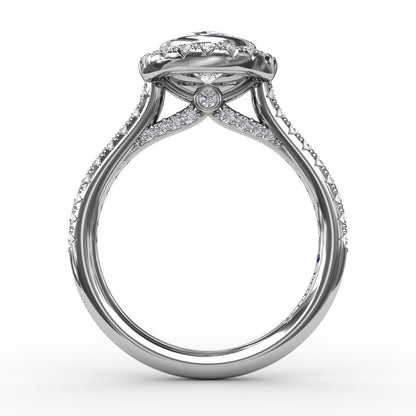 Oval Bezel Engagement Mounting in 14 Karat White Gold