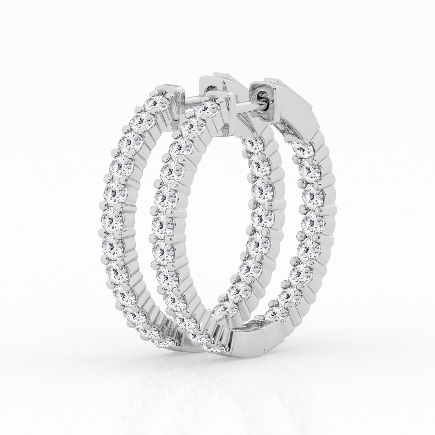 Inside Out 14 Karat White Gold Earrings with Lab Diamond 2.00 Carats