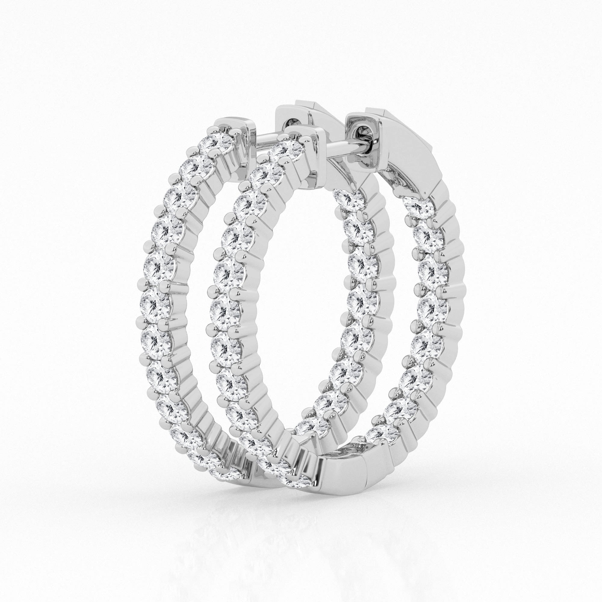Inside Out 14 Karat White Gold Earrings with Lab Diamond 2.00 Carats