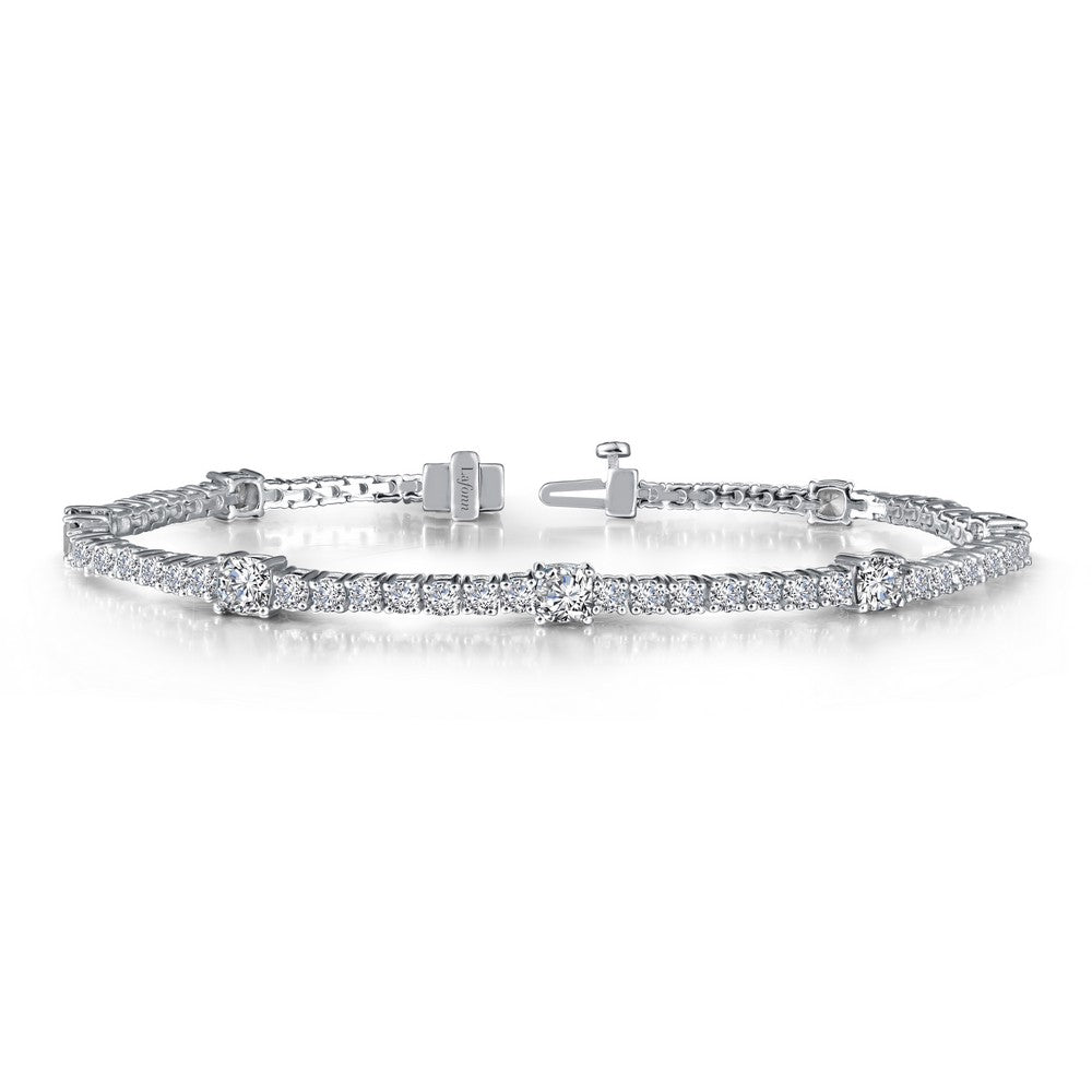 Classic Station Bracelet in Platinum Coated Sterling Silver with Lassaire Stones, 5.82 Carats
