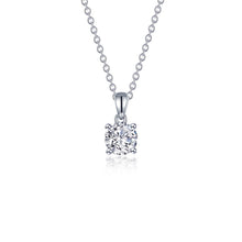 Platinum Coated Sterling Silver 4-Prong Solitaire Necklace with Lassaire Gemstone