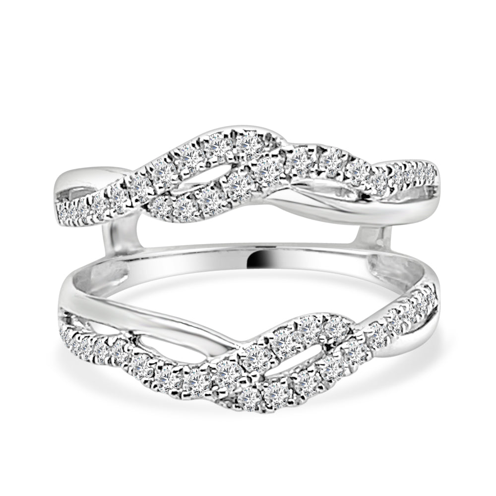 Twisted Diamond Wedding Band 14K White Gold with 0.50 ct Natural Round Diamond