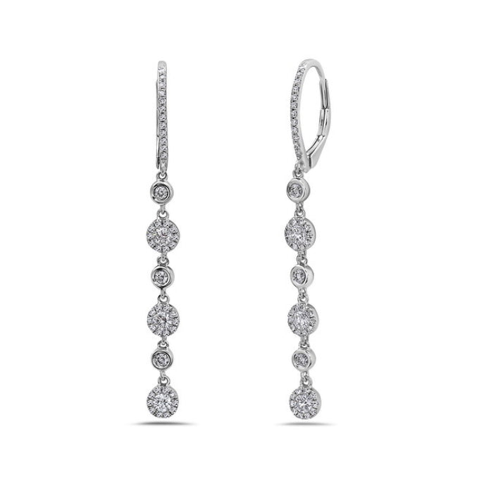 14K White Gold Natural Diamond Earrings - 0.71 Carat
